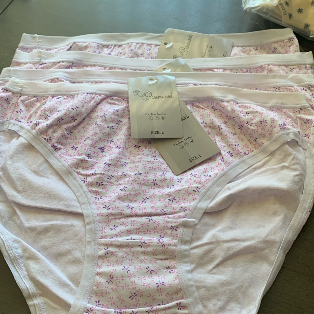 4 pack pink and purple dragonfly panties.